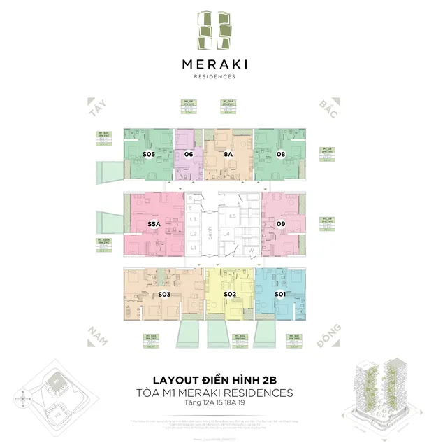 Mặt bằng Meraki (tòa M1): Tòa M1 · layout điển hình 2B