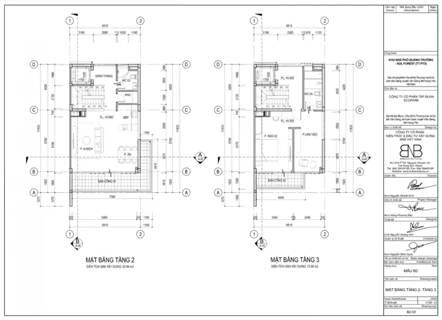 Mặt bằng Rừng Thông: Mẫu B2 · tầng 2 và 3