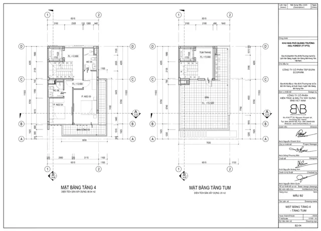 Mặt bằng Rừng Thông: Mẫu B2 · tầng 4 và tum