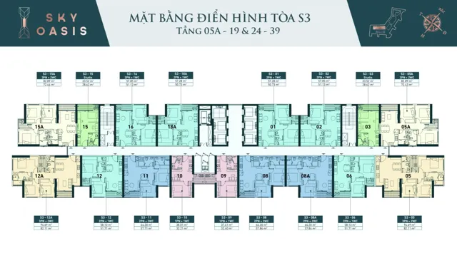 Mặt bằng Sky Oasis: Tầng điển hình S3