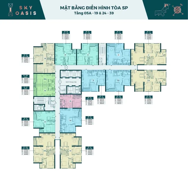 Mặt bằng Sky Oasis: Tầng điển hình SP