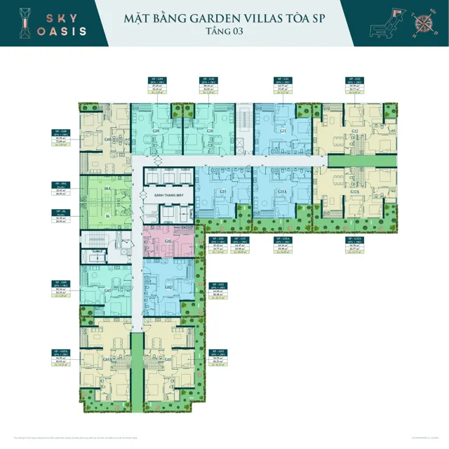 Mặt bằng Sky Oasis: Tầng Garden Villa · SP