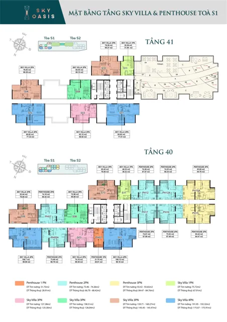 Mặt bằng Sky Oasis: Tầng Penthouse · S1