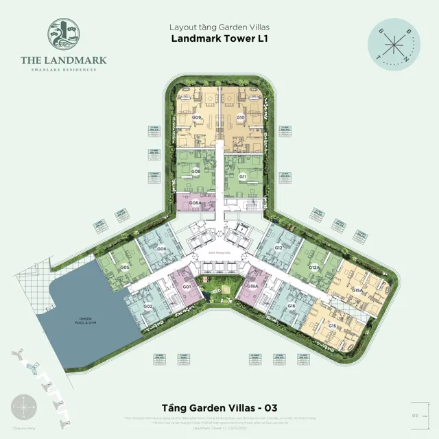 Mặt bằng The Landmark (tháp L1): Tầng 3 · Garden Villas