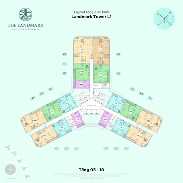 Mặt bằng The Landmark (tháp L1): Tầng 05–10