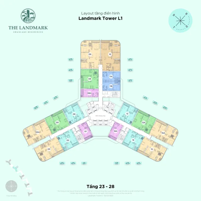 Mặt bằng The Landmark (tháp L1): Tầng 23–28