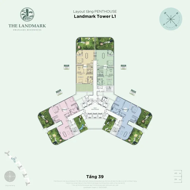 Mặt bằng The Landmark (tháp L1): Tầng 39 · Penthouse